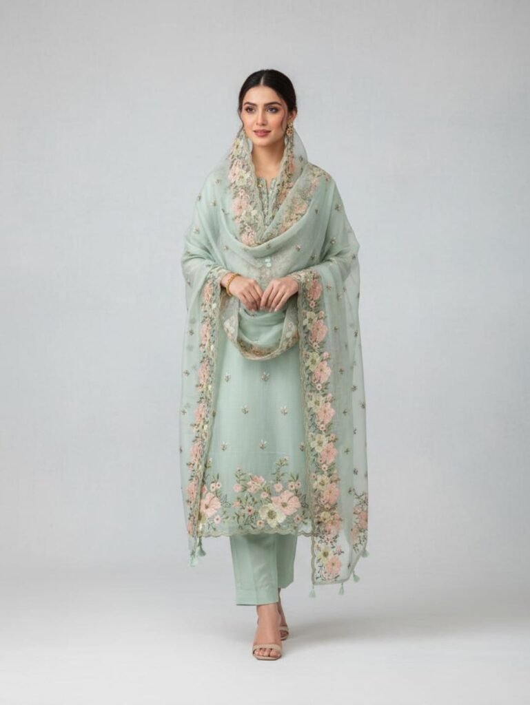 Banarasi kota check Embroidery Suit